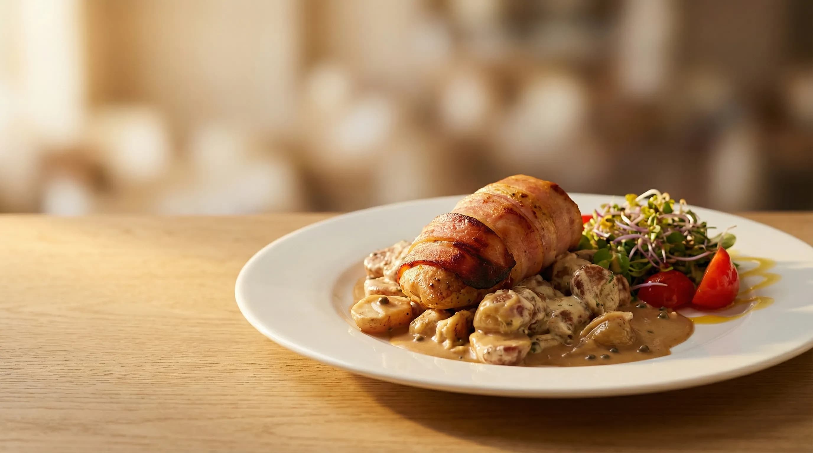 Grilovaná vepřová panenka s hříbkovou omáčkou